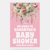 Baby shower rose acrylique Fille Affiche de bienve (Recto)