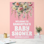 Baby shower rose acrylique Fille Affiche de bienve (Mariage)