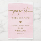 Baby shower rose Aquarelle Favoriser Étiquette bou (Étiquettes simples)