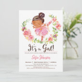 Baby shower rose Ballerina Invitation fille (Debout devant)