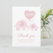 Baby shower rose bleu éléphant fille Merci (Debout devant)