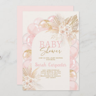 Baby shower rose Boho Arch Invitation fille