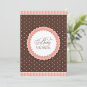 Baby shower rose Brown plat Invitation (Debout devant)