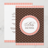 Baby shower rose Brown plat Invitation (Devant / Derrière)