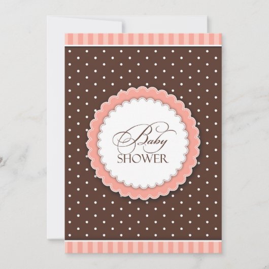 Baby shower rose Brown plat Invitation (Devant)