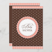 Baby shower rose Brown plat Invitation (Devant / Derrière)