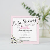 Baby shower rose Brunch Invitation (Debout devant)