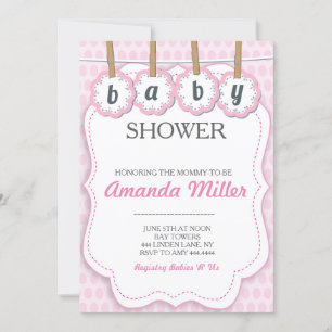 Baby shower rose clothespine invitations