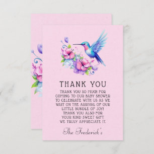 Baby shower rose colibri fille Merci