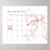 Baby shower rose date d'échéance Guest Poster du j (Devant)