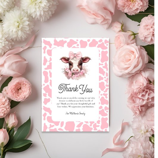 Baby shower rose de la vache Sainte Carte de remer