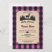 Baby shower rose de Lumberjack Invitation de bois (Devant)
