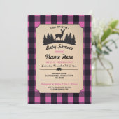 Baby shower rose de Lumberjack Invitation de bois (Debout devant)