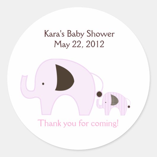 Baby shower rose Dottie Elephant Favoriser Sticker (Devant)