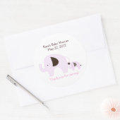 Baby shower rose Dottie Elephant Favoriser Sticker (Enveloppe)
