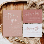 Baby shower rose Dusty moderne Invitation C'est un