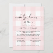 Baby shower Rose En vichy Par Courrier Invitation (Devant)