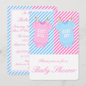 Baby shower rose et bleu Invitation Twins opt 1 (Devant / Derrière)