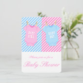 Baby shower rose et bleu Invitation Twins opt 1 (Debout devant)