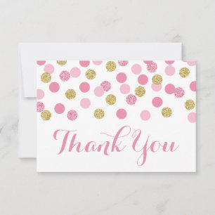 Baby shower rose et or Merci Cartes Plat