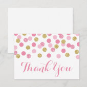Baby shower rose et or Merci Cartes Plat (Devant / Derrière)