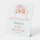 baby shower rose fleuri signe de bienvenue (Recto)