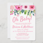 Baby shower rose Floral Couple Invitation (Devant)