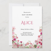 Baby shower rose floral de printemps Invitation ch (Devant)