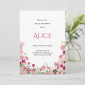 Baby shower rose floral de printemps Invitation ch (Debout devant)