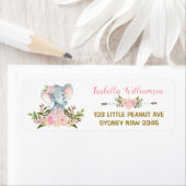Baby shower rose Floral Elephant Étiquette de adre (En situation)