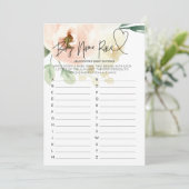 Baby shower rose Floral Nom du bébé Carte de race (Debout devant)