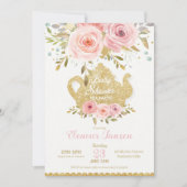 Baby shower rose Floral Tea Party Invitation Girl (Devant)
