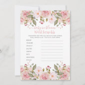 Baby shower rose Floral Word Scramble Carte de jeu (Devant)