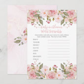 Baby shower rose Floral Word Scramble Carte de jeu (Devant / Derrière)