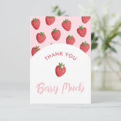 Baby shower rose fraise moderne Merci Cartes (Debout devant)