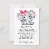 Baby shower rose Grey Elephant Merci Cartes (Devant)