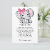 Baby shower rose Grey Elephant Merci Cartes (Debout devant)