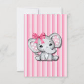 Baby shower rose Grey Elephant Merci Cartes (Dos)