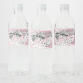 Baby shower rose Gris Étiquettes bouteille d'eau (Bouteilles)