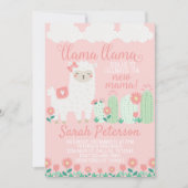 Baby shower rose Llama Invitation de l'invitation (Devant)