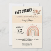 Baby shower Rose mignon - Rainbow Invitation (Devant)