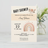 Baby shower Rose mignon - Rainbow Invitation (Debout devant)