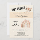Baby shower Rose mignon - Rainbow Invitation (Devant)
