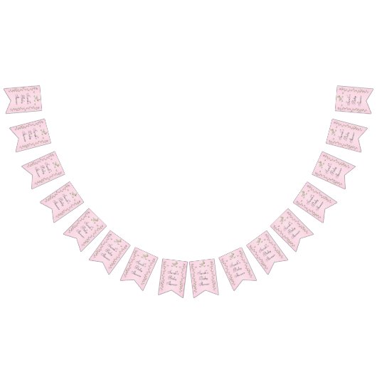 Baby shower rose "Oiseaux d'or", bannière Swallowt (Tout)