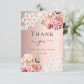 Baby shower rose or carte de remerciements de dent (Debout devant)