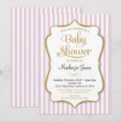 Baby shower rose or Invitation Baby shower fille (Devant / Derrière)