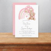 Baby shower rose ours mignon Invitation