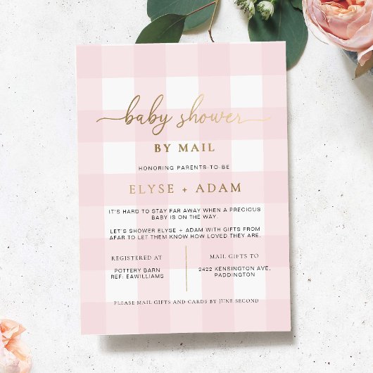 Baby shower Rose Par Mail Foil Invitation