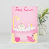Baby shower rose Soudain Baignoire Invitation (Debout devant)
