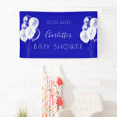 Baby shower royal blue boy witte ballonnen spandoek (Insitu)